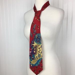 Jazz by AMM men’s silk tie vibrant red yellow floral spring